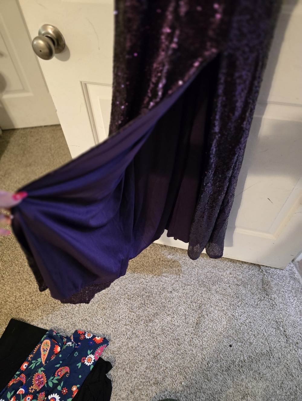 Dancing Queen Deep Purple Sequin Slip Gown - Picture 5 of 9